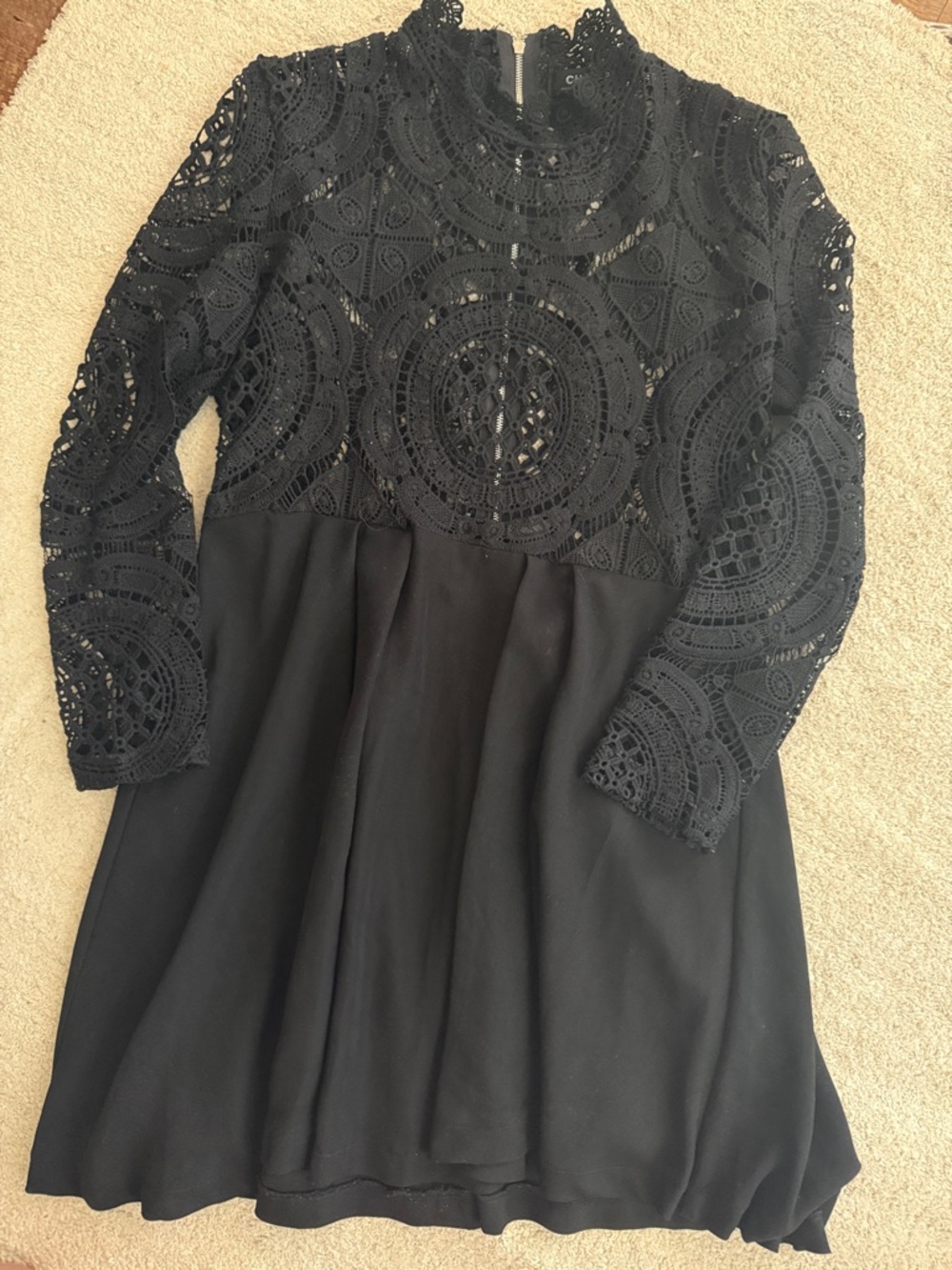 Choies Black Crochet Lace Fit-and-Flare Dress